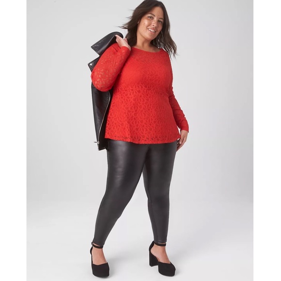 NWOT LANE BRYANT Classic Boatneck Peplum Sheer Lace Top - Picture 4 of 8